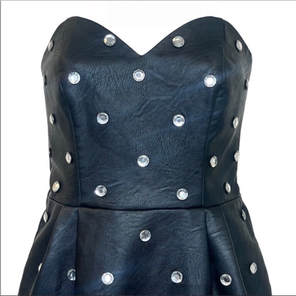Topshop Leather Sequin mini Black Dress ' - Picture 6 of 7